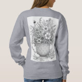 Wildflowers in Vintage Teacup Ink Illustration Hoo Sweatshirt (Rückseite)