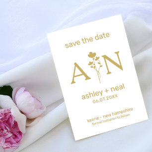 Wildflowers & Initial for Wedding Save the Date Gummistempel