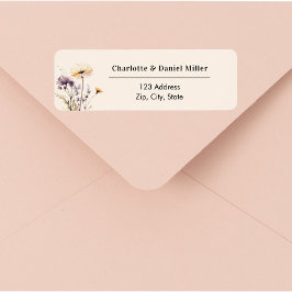 Wildflowers ivory purple return address