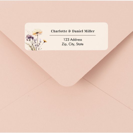 Wildflowers ivory purple return address