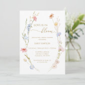 Wildflowers Love is in bloom Bridal Shower Einladung (Stehend Vorderseite)