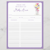 Wildflowers Mason Jar Purple Country Recipe Sheets (Vorderseite)
