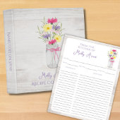 Wildflowers Mason Jar Purple Rustic Recipe Sheets