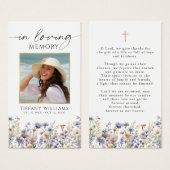 Wildflowers Memorial Funeral Photo Prayer Card (Vorne & Hinten)