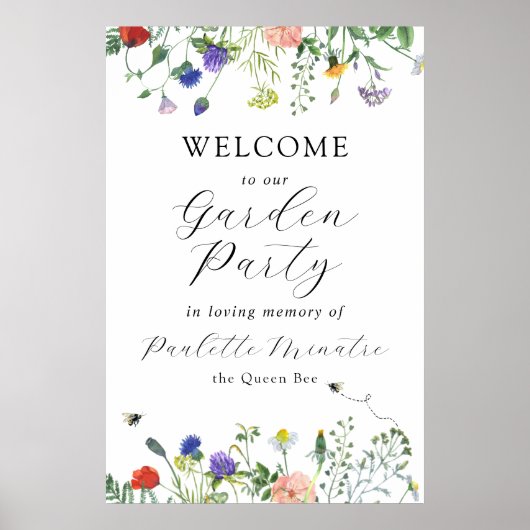 Wildflowers Memorial Service Welcome Sign Poster (Vorne)
