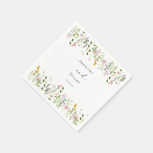 Wildflowers Minimalist Elegant Wedding Script Serviette (Ecke)