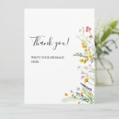 Wildflowers modern Thank you table sign Menükarte (Stehend Vorderseite)