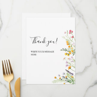 Wildflowers modern Thank you table sign Menükarte