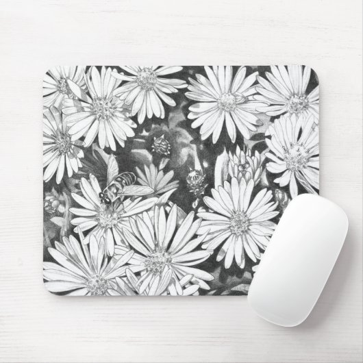 Wildflowers Mousepad Flower Sketch Computer Decor (Mit Mouse)