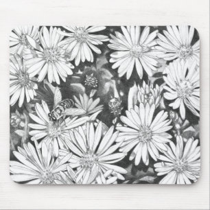 Wildflowers Mousepad Flower Sketch Computer Decor