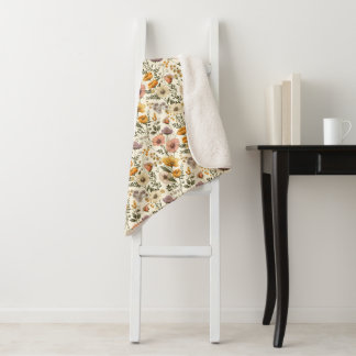 WildFlowers Muster Vintage Floral Sherpadecke