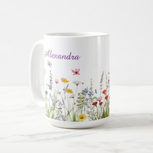 Wildflowers Name Mug Kaffeetasse (Vorderseite Links)