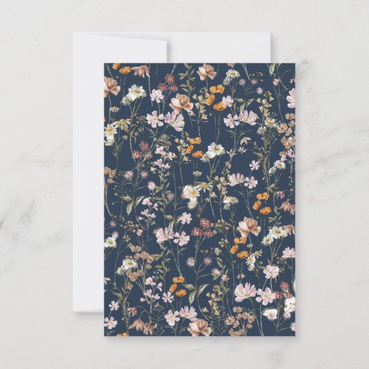 Wildflowers Navy Blue Boho Save the Date (Rückseite)