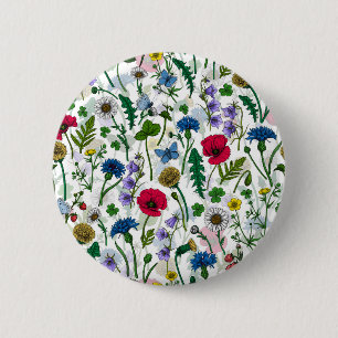 Wildflowers on off white button