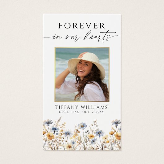 Wildflowers Photo Forever Hearts Cross Prayer Card (Vorderseite)