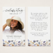 Wildflowers Photo In Loving Memory Prayer Card (Vorne & Hinten)