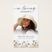 Wildflowers Photo Loving Memory Cross Prayer Card (Vorderseite)