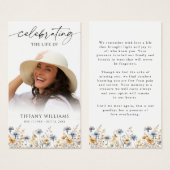 Wildflowers Photo Loving Memory Prayer Card (Vorne & Hinten)