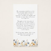Wildflowers Photo Loving Memory Prayer Card (Rückseite)