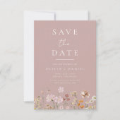 Wildflowers Pink Mauve Boho Save the Date (Vorderseite)
