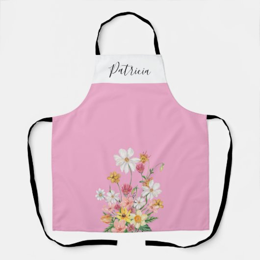 Wildflowers Pink Personalized Schürze (Vorderseite)