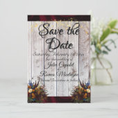 Wildflowers, Ribbon & Lights - Burgundy Save The Date (Stehend Vorderseite)