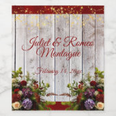 Wildflowers, Ribbon & Lights Wedding - Red Weinetikett (Einzelnes Label)
