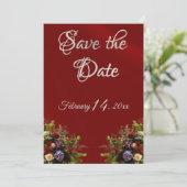 Wildflowers, Ribbon & Photo - Red Save The Date (Stehend Vorderseite)