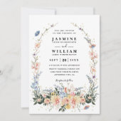 Wildflowers Rustic Spring Dusty QR Code Wedding Einladung (Vorderseite)