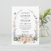 Wildflowers Rustic Spring Dusty QR Code Wedding Einladung (Stehend Vorderseite)