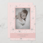 Wildflowers Silver Effect Photo Naming Ceremony Mitteilungskarte (Vorne/Hinten)