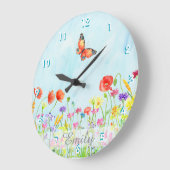 wildflowers spring flower watercolors customizable große wanduhr (Winkel)