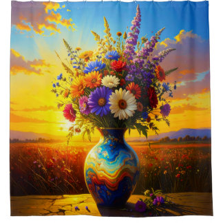 Wildflowers Sunrise 001 Shower Curtain Duschvorhang