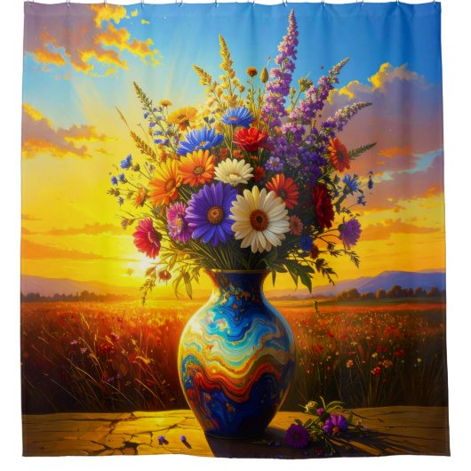 Wildflowers Sunrise 001 Shower Curtain Duschvorhang (Vorderseite)
