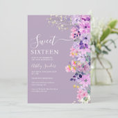 Wildflowers Sweet 16 Birthday Celebration Einladung (Stehend Vorderseite)