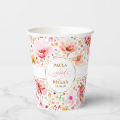 Wildflowers Watercolor Floral Elegant Boho Wedding Pappbecher (Rückseite)