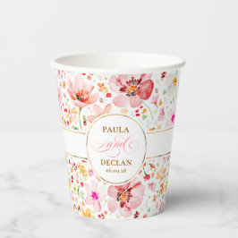 Wildflowers Watercolor Floral Elegant Boho Wedding Pappbecher