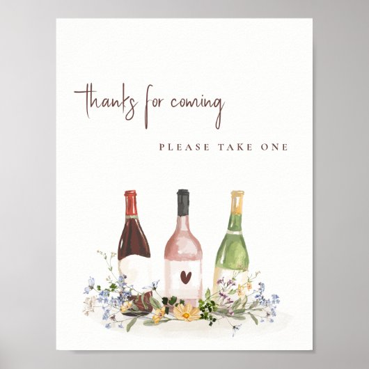 Wildflowers Wine Bottles Favor Sign Bridal Shower Poster (Vorne)