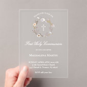 wildflowers wreath First Holy Communion girl Acryleinladungen (Insitu (Handheld))