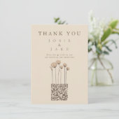 Wildfowers QR Code Wedding Dankeschön Card Einladung (Stehend Vorderseite)