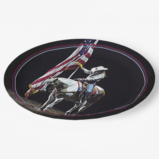 Wildgebet (rot, weiß und blau) pappteller (Schrägansicht)