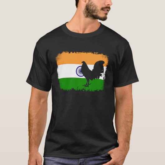 Wildgeflügel Vintag Indien indischer Fahnenwurzel T-Shirt (Vorderseite)