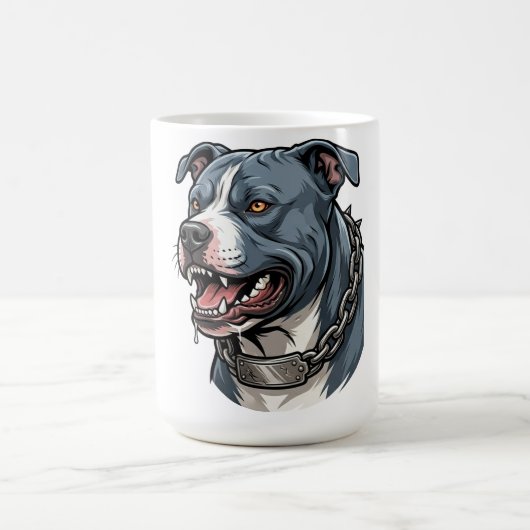 Wildgrauer Pitbull mit Stachelkette Kaffeetasse (Mittel)