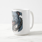 Wildgrauer Pitbull mit Stachelkette Kaffeetasse (VorderseiteRechts)