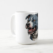 Wildgrauer Pitbull mit Stachelkette Kaffeetasse (Vorderseite Links)