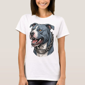 Wildgrauer Pitbull mit Stachelkette T-Shirt