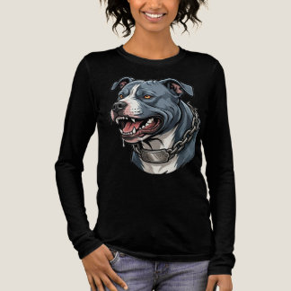 Wildgrauer Pitbull mit Stachelkette Tri-Blend Shirt