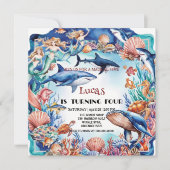 Wildhai-Geburtstag Einladung (Vorderseite)