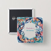 Wildhai-Geburtstagsparty Button (Vorne & Hinten)