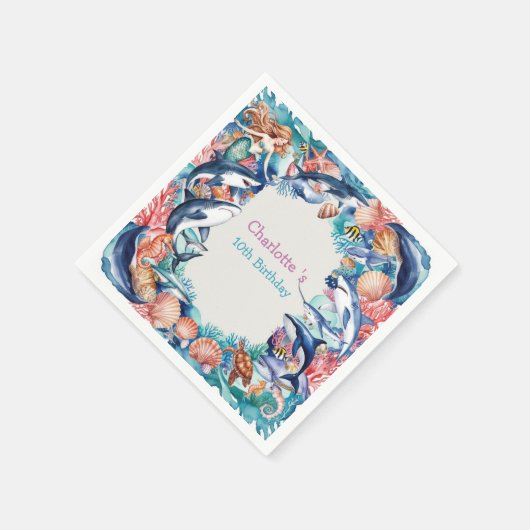 Wildhai-Geburtstagsparty Serviette (Ecke)